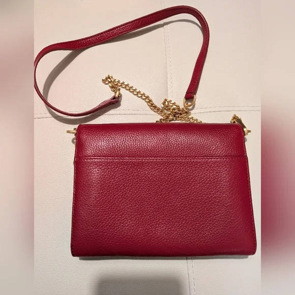 Tory Burch Britten Chain Wallet In Red With Gold Hardware - Picture 3 of 4